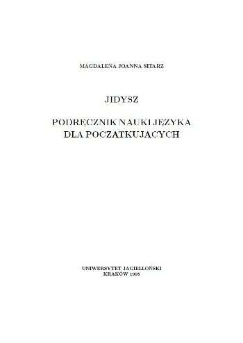 Jidysz. Podrecznik nauki jezyka dla poczatkujacych